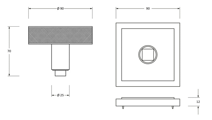From the Anvil Brompton Centre Door Knob with Square Rose - itfitz
