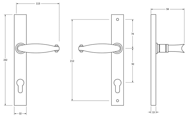 ANVIL COTTAGE SLIMLINE ESPAGNOLETTE LOCK SET TECHNICAL