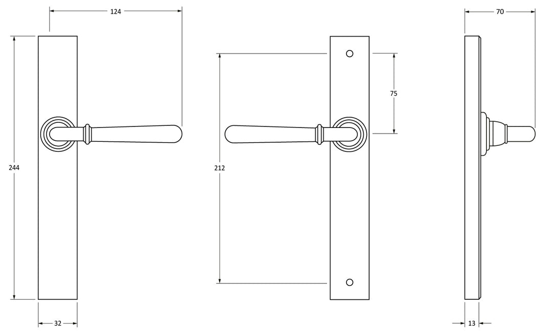 ANVIL NEWBURY SLIMLINE ESPAGNOLETTE LATCH SET TECHNICAL