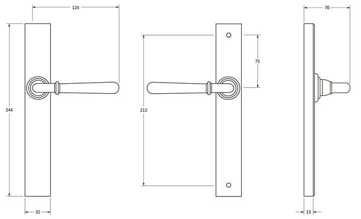 ANVIL NEWBURY SLIMLINE ESPAGNOLETTE LATCH SET TECHNICAL