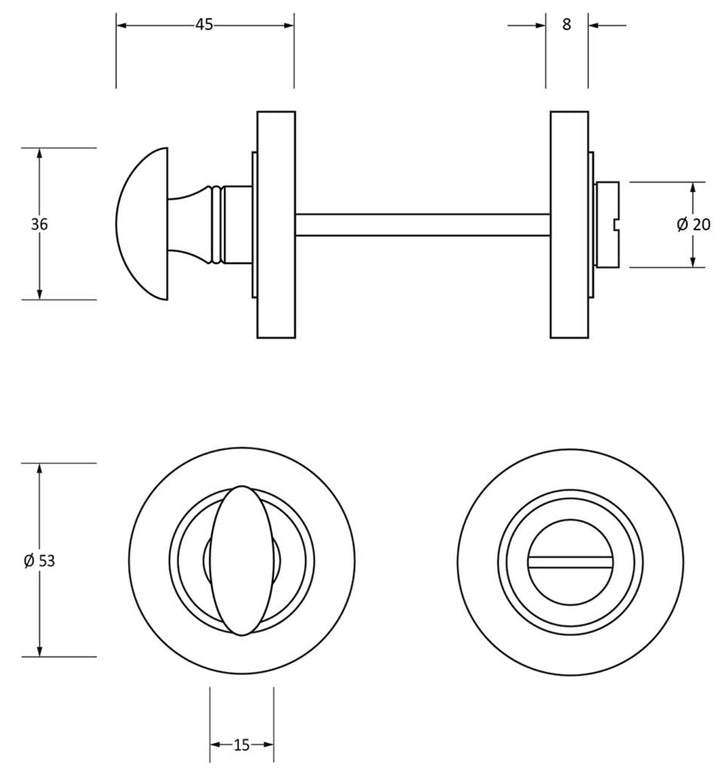 From the Anvil Plain Concealed Round Bathroom Thumbturn Release