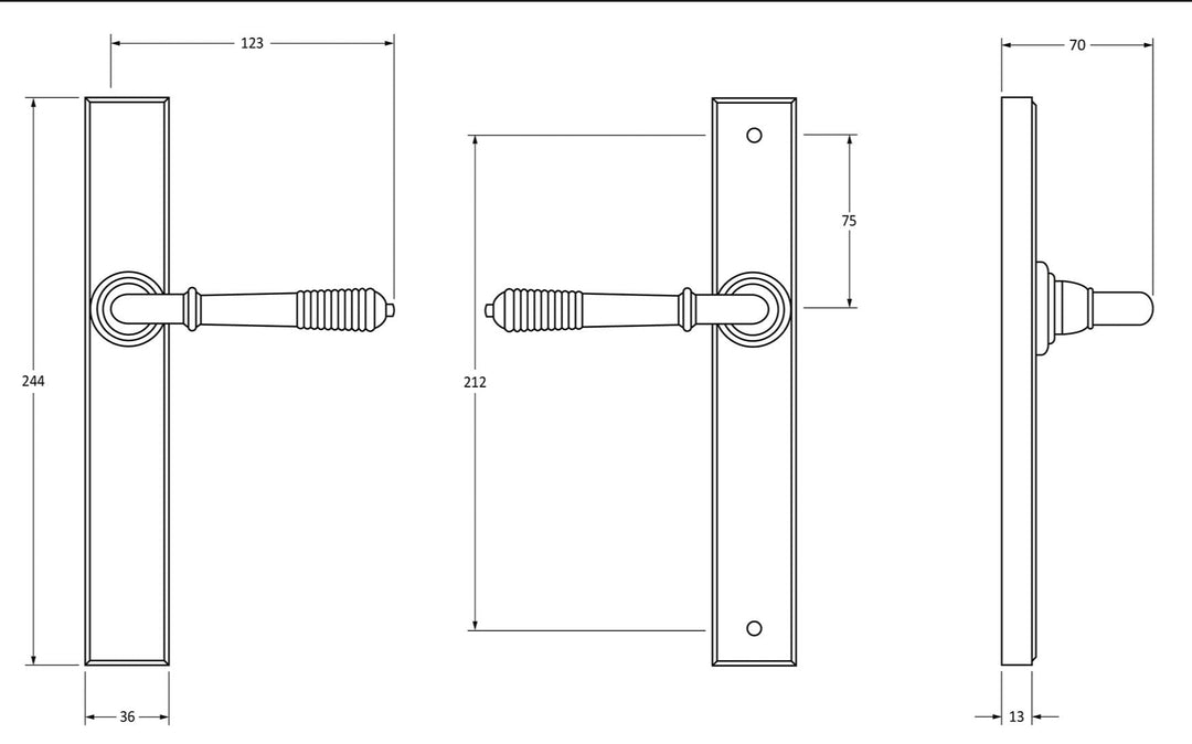 ANVIL REEDED SLIMELINE ESPAGNOLETTE LATCH SET TECHNICAL