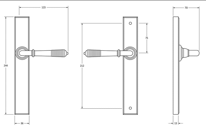 ANVIL REEDED SLIMELINE ESPAGNOLETTE LATCH SET TECHNICAL