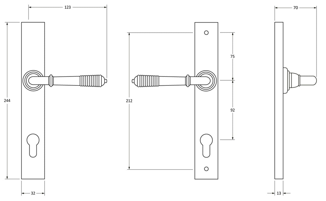 ANVIL REEDED SLIMLINE LEVER ESPAGNOLETTE LOCK SET TECHNICAL