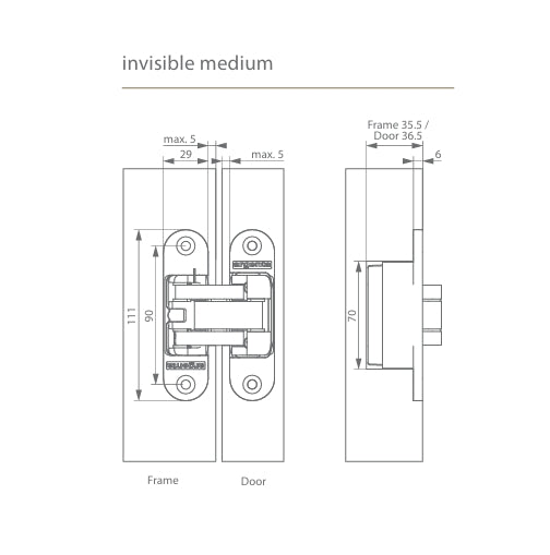 ARGENTA Medium 3D Single Concealed Hinge - 40/55kgs
