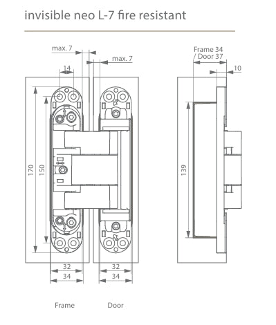 ARGENTA NEO L-7 3D Single Concealed Hinge - 100/150kgs