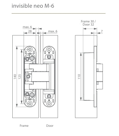 ARGENTA NEO M-6 3D Single Concealed Hinge - 80/100kgs - itfitz