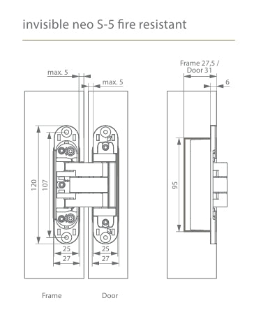 ARGENTA NEO S-5 3D Single Concealed Hinge - 60/80kgs