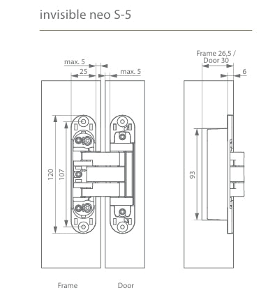 ARGENTA NEO S-5 3D Single Concealed Hinge - 60/80kgs