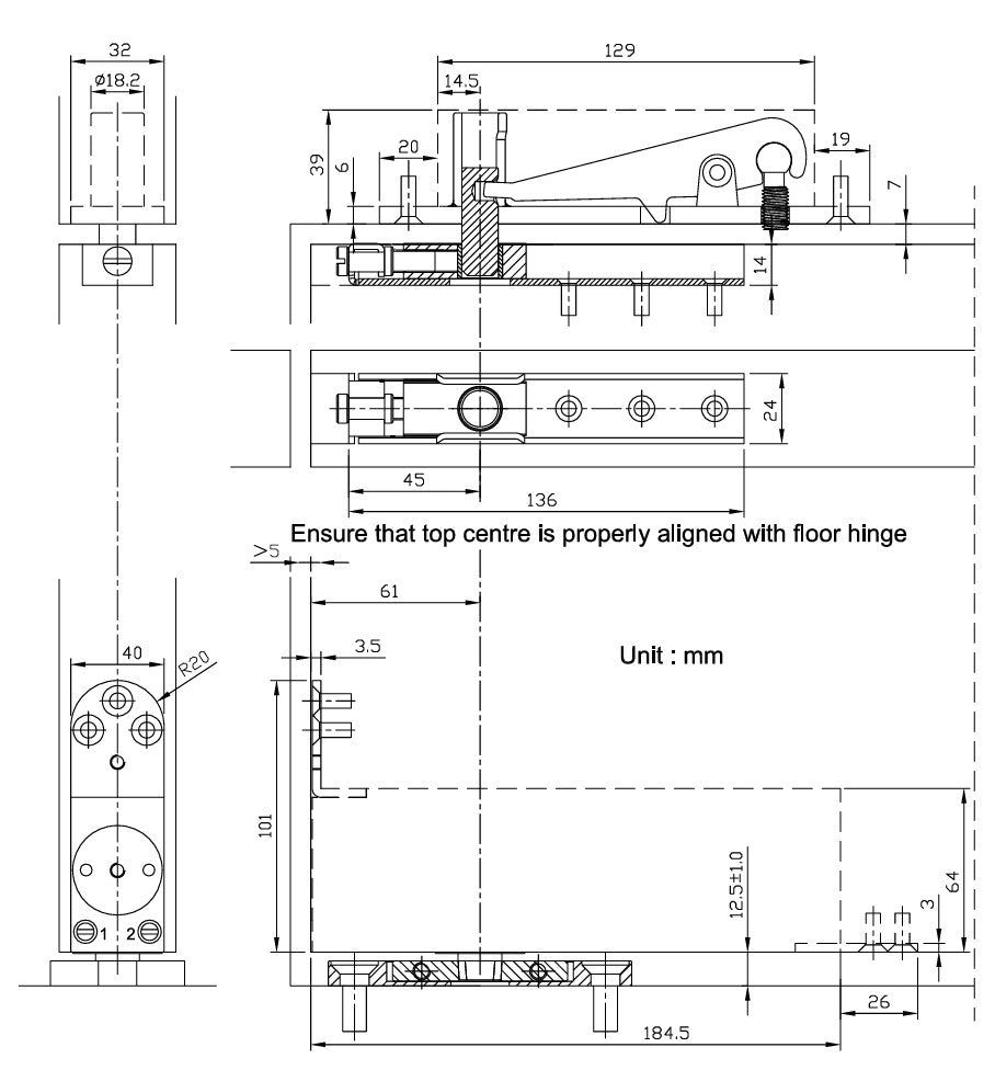 ARKITUR Double action CAM Hydraulic 150kgs sprung pivot set