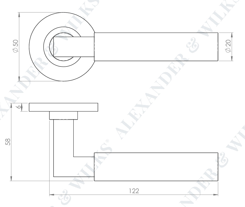 Alexander and Wilks AW201 Hurricane Plain Lever on Round Rose