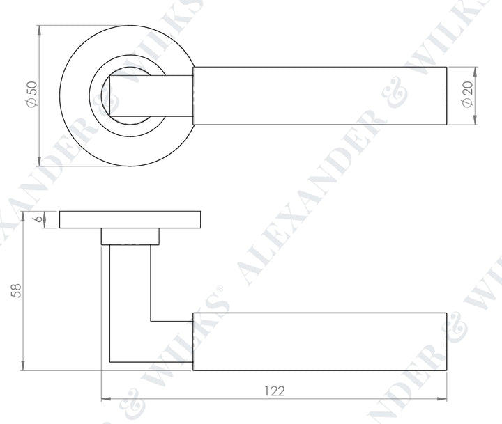 Alexander and Wilks AW201 Hurricane Plain Lever on Round Rose