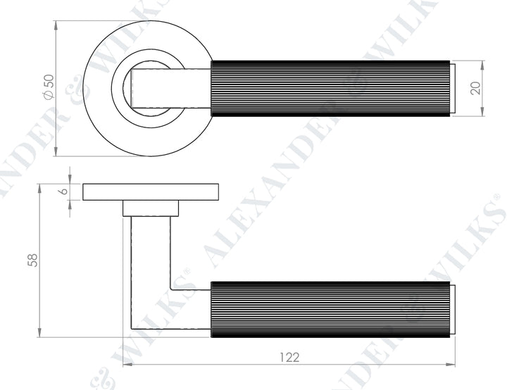 Alexander and Wilks AW202 Hurricane Reeded Lever Handle