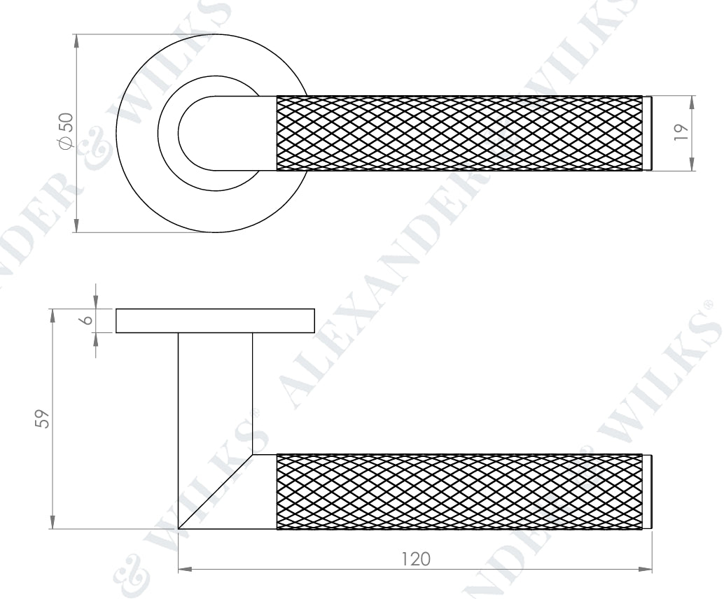 Alexander and Wilks AW210 Harrier Knurled Lever Handle