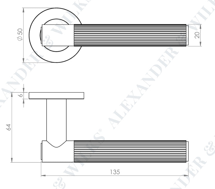Alexander and Wilks AW222 Spitfire Reeded Lever Handle