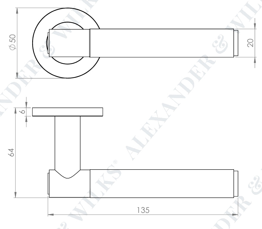 Alexander and Wilks AW223 Spitfire Hammered Lever Handle