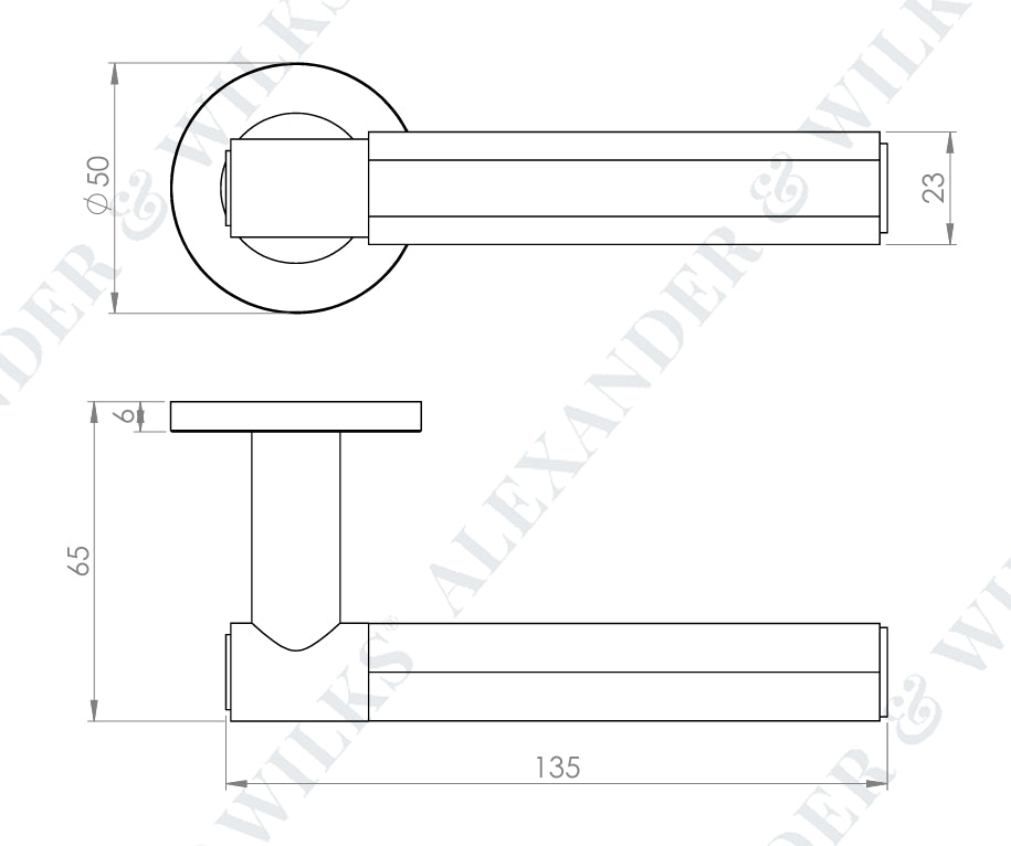 Alexander and Wilks AW224 Spitfire Hexagon Lever Handle