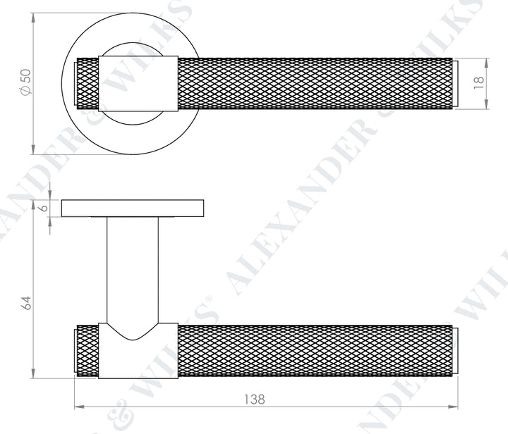 Alexander and Wilks AW240 Kingston Knurled Lever on Rose