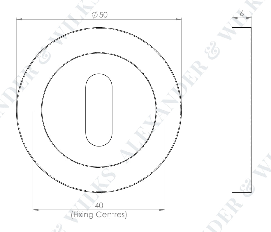Alexander & Wilks AW391 Lever Key Escutcheon