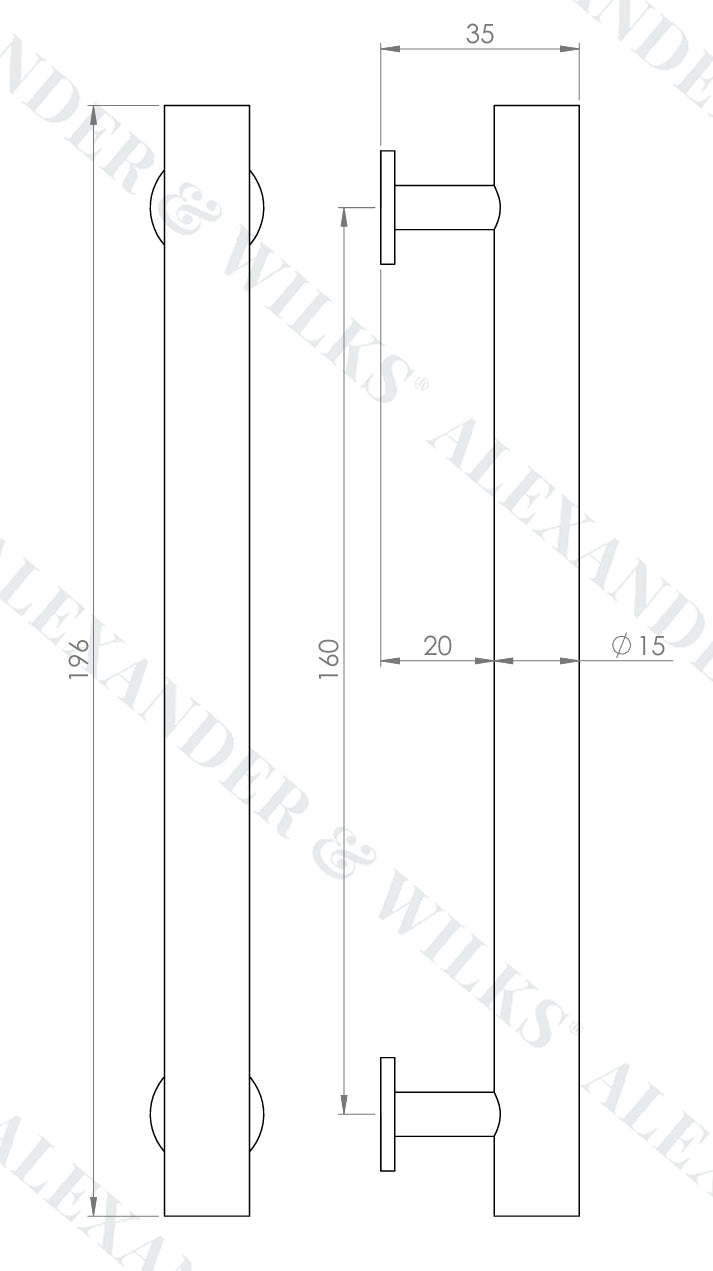 Alexander & Wilks AW817 Leila Hammered T-Bar Cupboard Pull Handle