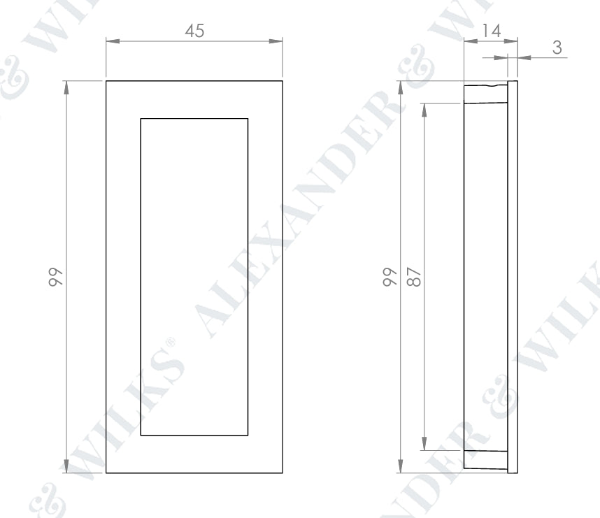 Alexander & Wilks AW911 Rectangular Flush Pull