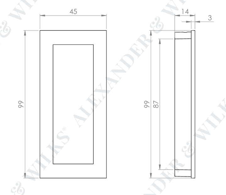 Alexander & Wilks AW911 Rectangular Flush Pull
