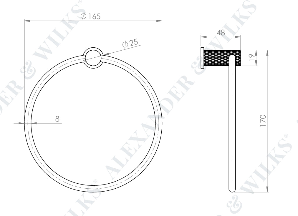 Alexander and Wilks Brunel AW451 Diamond Knurled Towel Ring - itfitz