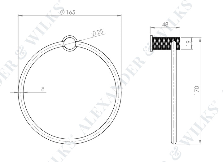 Alexander and Wilks Brunel AW451 Diamond Knurled Towel Ring - itfitz