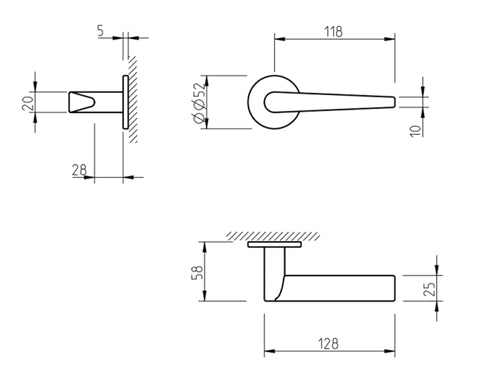 Atlantic Tupai 5S Line Torrao Lever on Round Rose Technical Drawing - itfitz
