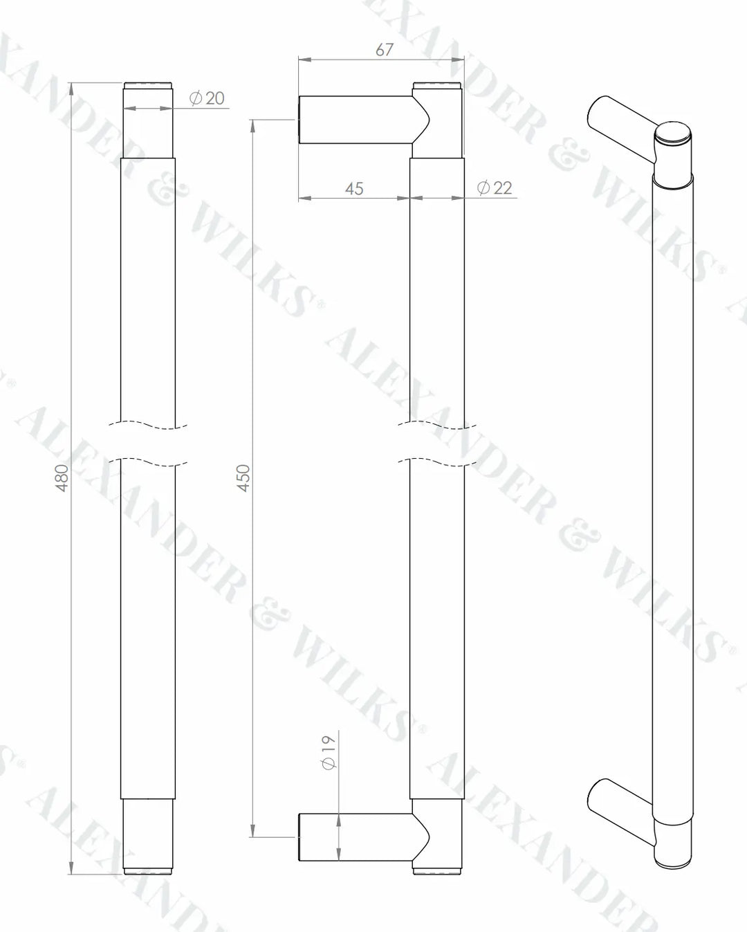 Alexander & Wilks AW503 Spitfire Hammered Pull Handle