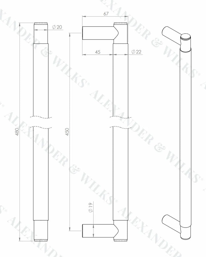 Alexander & Wilks AW503 Spitfire Hammered Pull Handle