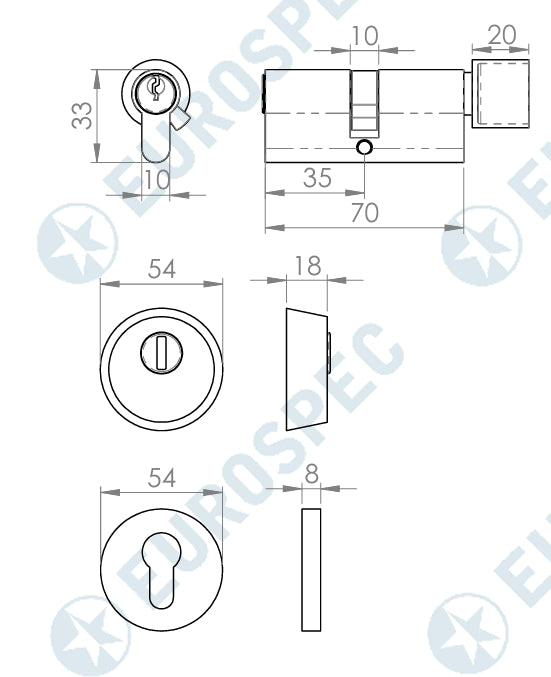 Carlisle Brass BS 8621 Double PZ Cylinder Deadlock