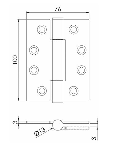 Carlisle Brass Heavy Duty Concealed Bearing 100 x 76mm Hinge - Grade 14