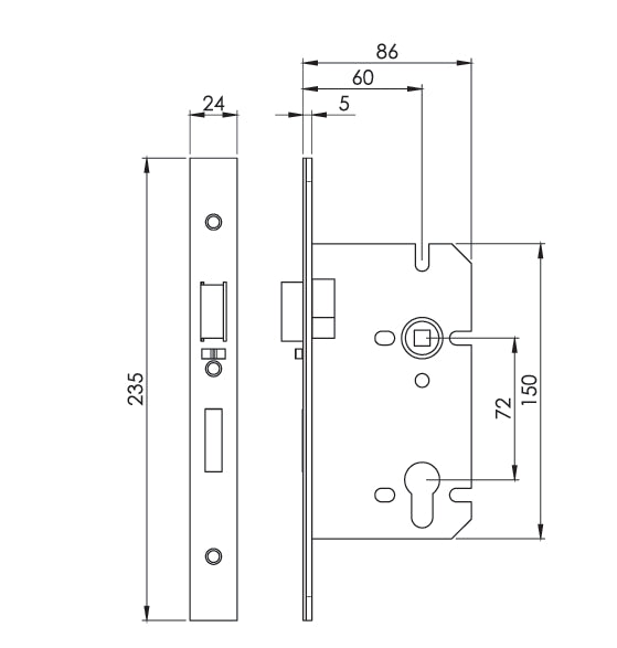 Carlisle Brass Easi-T DIN Square Escape Lock - 60mm