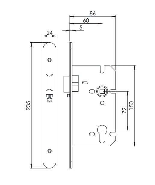 Carlisle Brass Easi-T DIN Radius Nightlatch - 60mm