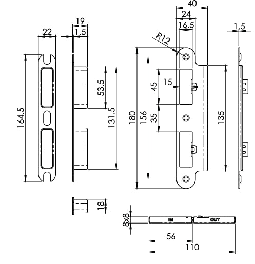Carlisle Brass Eurospec DIN DLX Radius Escape Lock - 60mm
