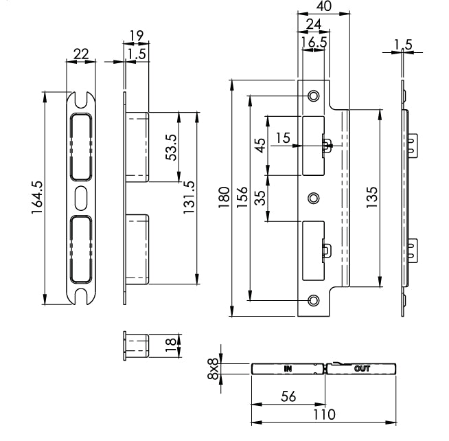 Carlisle Brass Eurospec DIN DLX Square Escape Lock - 60mm