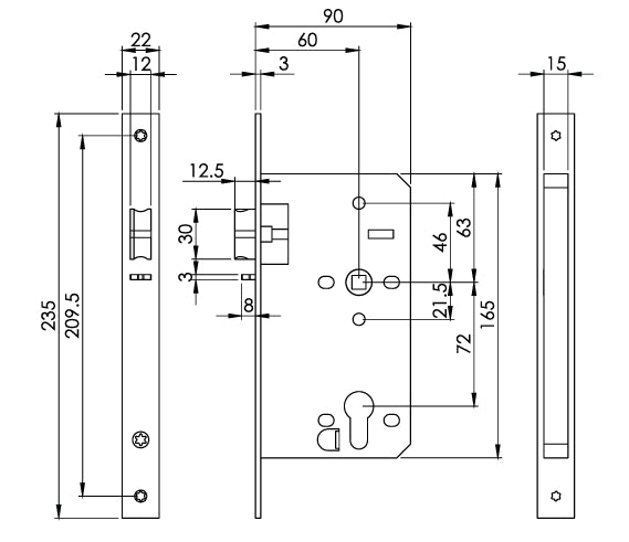 Carlisle Brass Eurospec DIN DLX Square Nightlatch - 60mm
