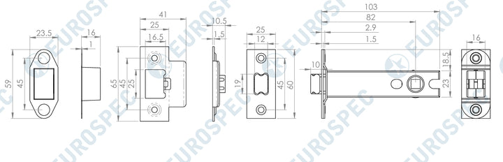 Carlisle Brass Strong Sprung Tubular Latch