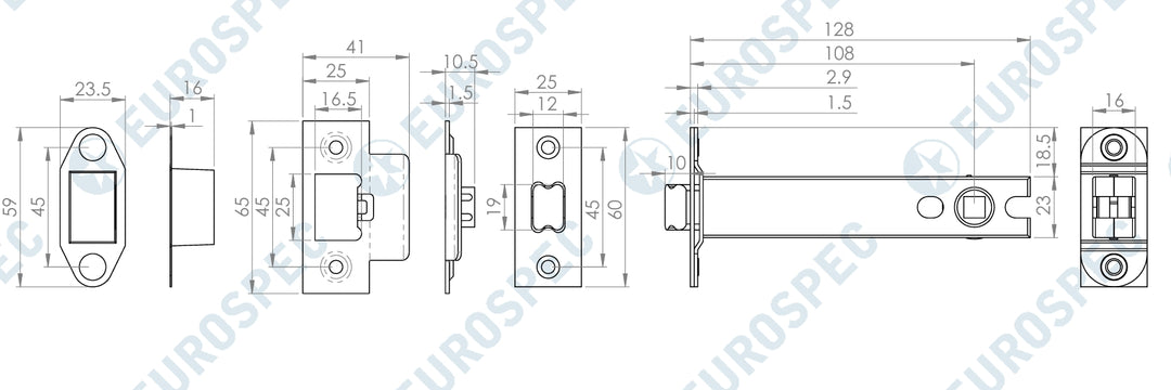Carlisle Brass Strong Sprung Tubular Latch
