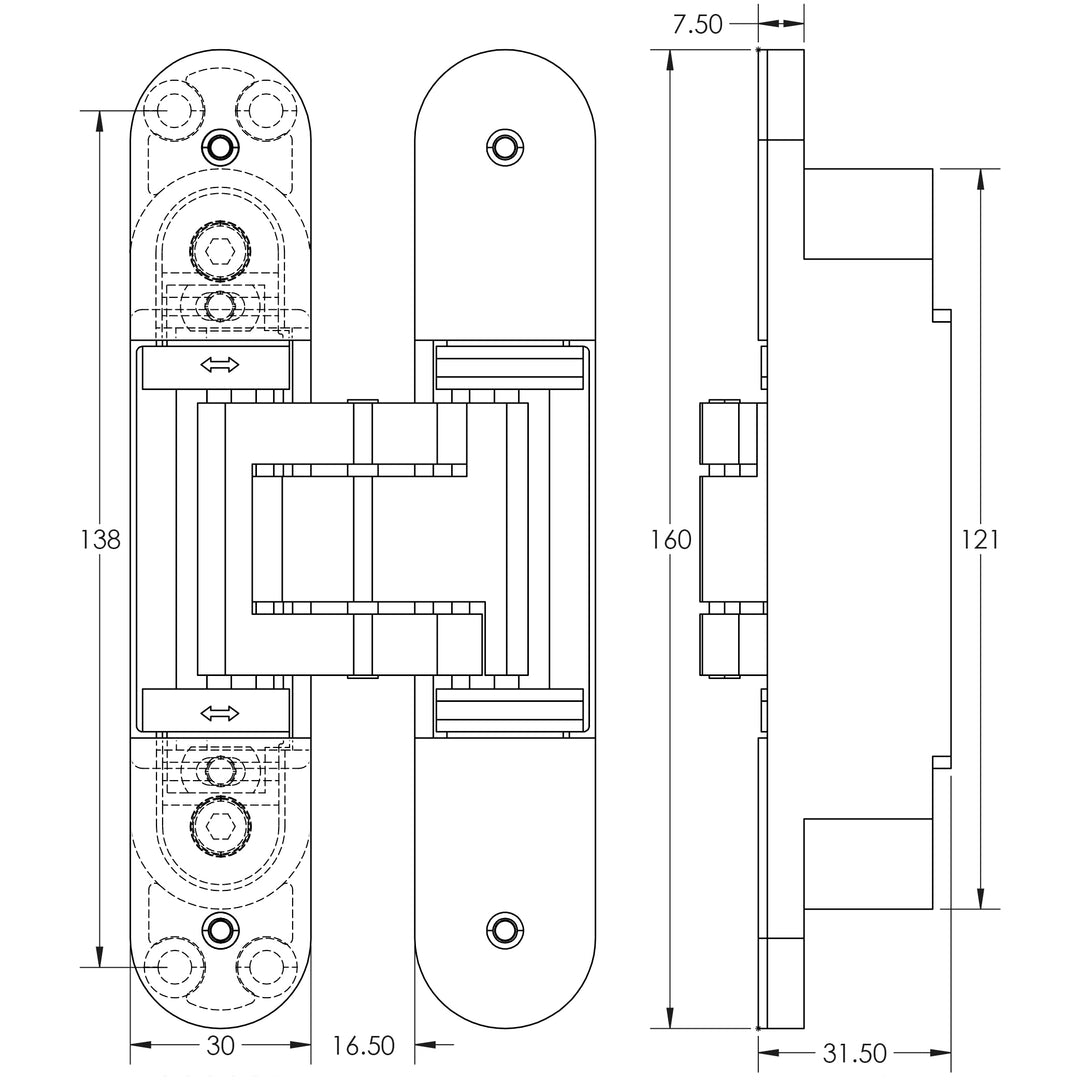 Frelan Ghost 160 3D Single Concealed Hinge - 80/120kgs - itfitz