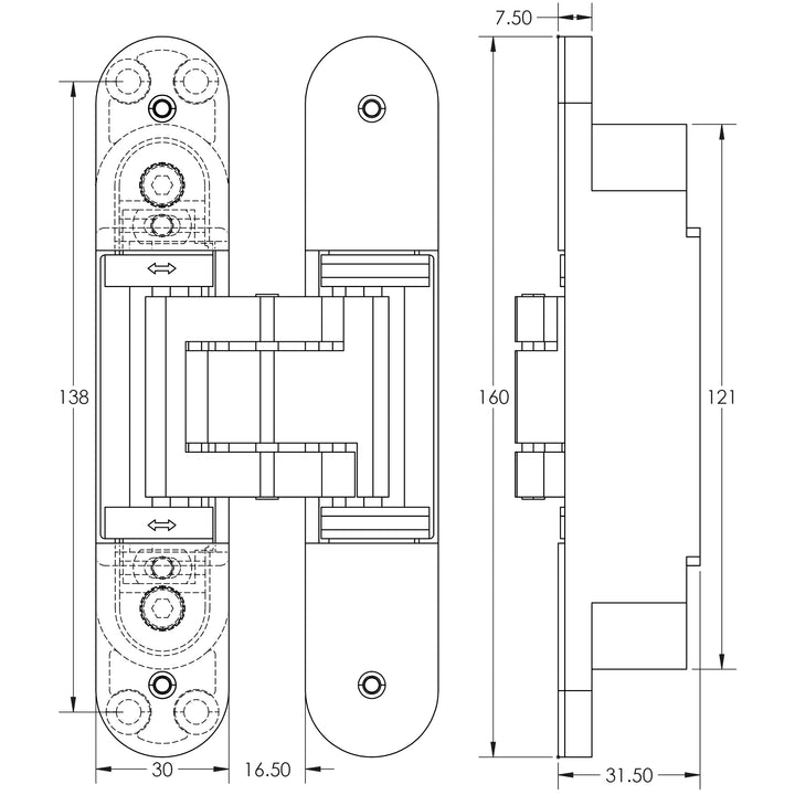 Frelan Ghost 160 3D Single Concealed Hinge - 80/120kgs - itfitz