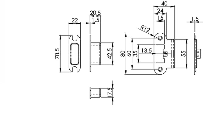 Carlisle Brass Eurospec DIN DLX Radius Latch - 55mm