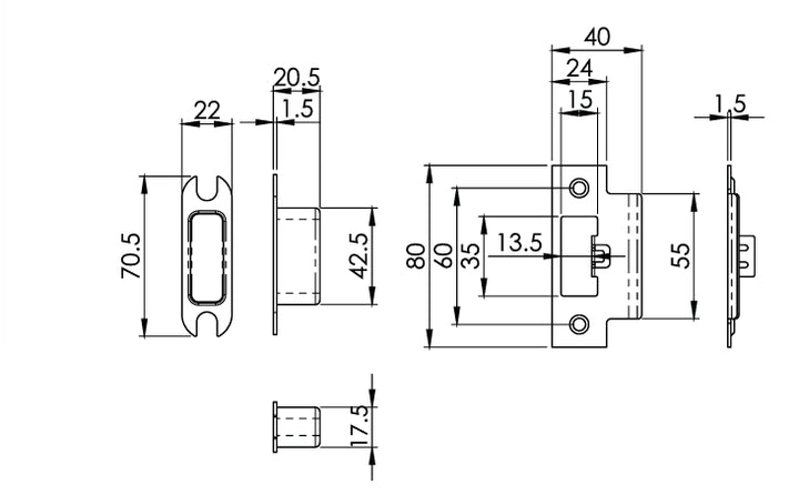 Carlisle Brass Eurospec DIN DLX Square Latch - 55mm