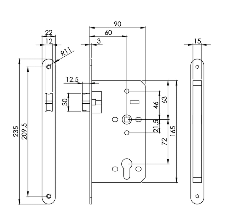 Carlisle Brass Eurospec DIN DLX Radius Latch - 60mm