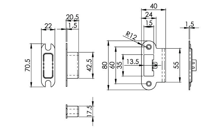 Carlisle Brass Eurospec DIN DLX Radius Latch - 60mm