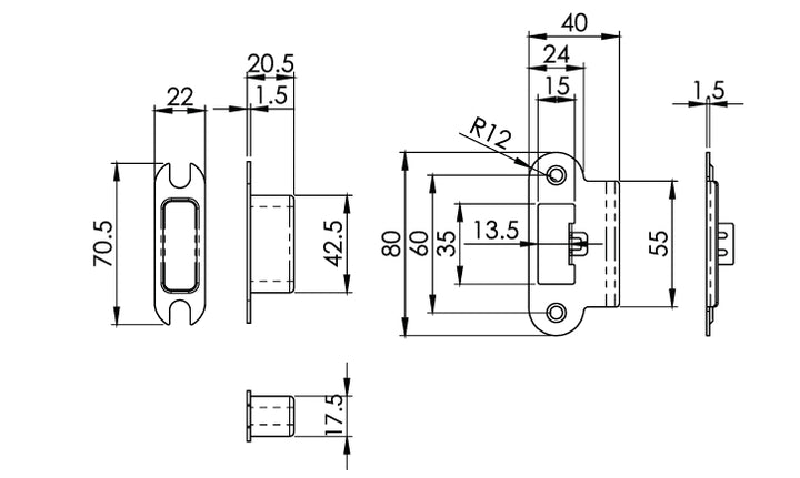 Carlisle Brass Eurospec DIN DLX Radius Latch - 60mm