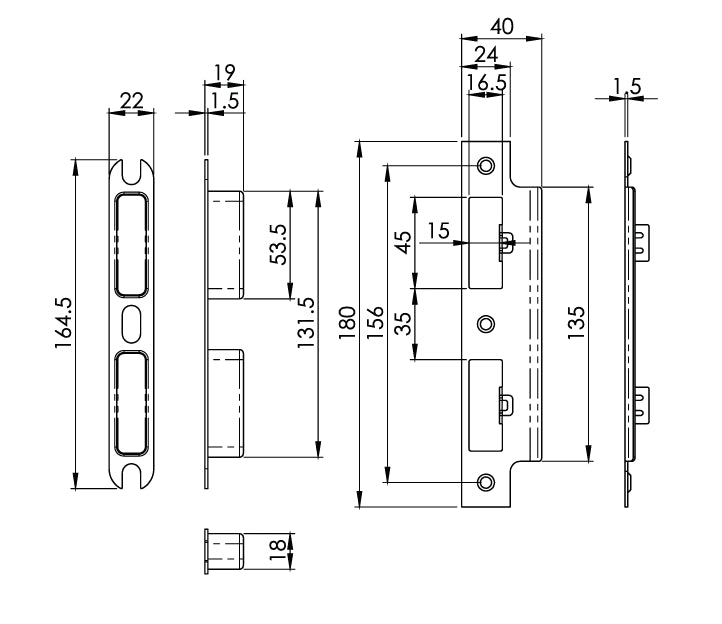 Carlisle Brass Eurospec DIN DLX Square Sashlock - 55mm