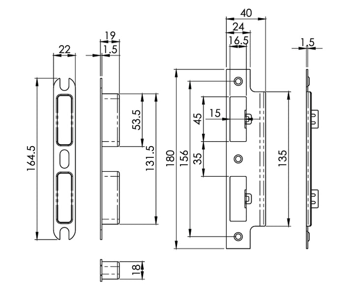 Carlisle Brass Eurospec DIN DLX Square Sashlock - 55mm
