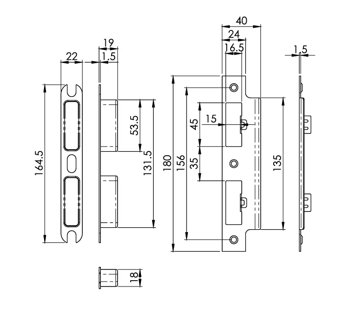 Carlisle Brass Eurospec DIN DLX Square Bathlock - 55mm